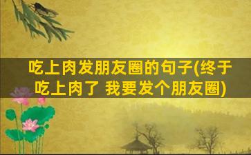 吃上肉发朋友圈的句子(终于吃上肉了 我要发个朋友圈)